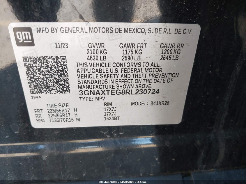 VIN 3GNAXTEG8RL230724 2024 CHEVROLET EQUINOX AWD 2FL
