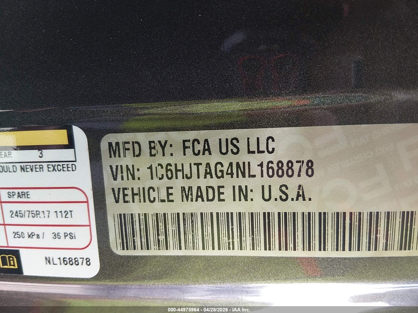 2022 Jeep Gladiator Sport S 4X4 VIN: 1C6HJTAG4NL168878 Lot: 44975964