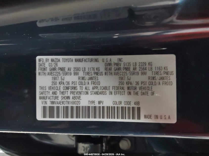 VIN 7MMVAAEW3TN168020 2026 MAZDA CX-50 HYBRID PREMIUM PLUS
