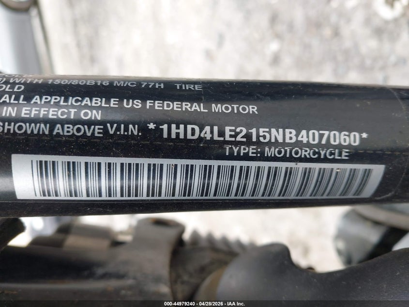 2022 Harley-Davidson Xl883 N VIN: 1HD4LE215NB407060 Lot: 44979240