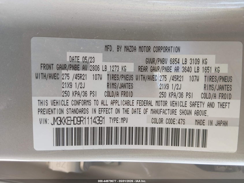 2024 Mazda Cx-90 3.3 Turbo Premium Plus VIN: JM3KKEHD9R1114391 Lot: 44979677