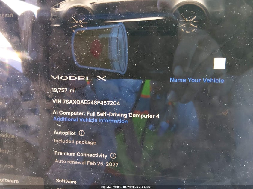 2025 Tesla Model X Long Range VIN: 7SAXCAE54SF467204 Lot: 44979883