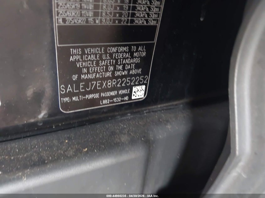 2024 Land Rover Defender 110 P300 VIN: SALEJ7EX8R2252252 Lot: 44980235