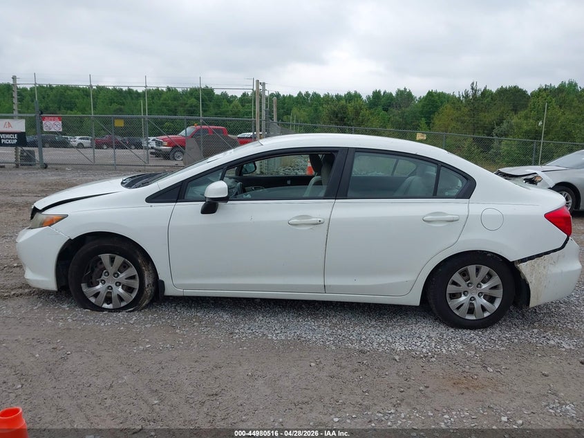 2012 Honda Civic 1.8 Lx white Lot 111044980516 Vin 19XFB2F58CE087094