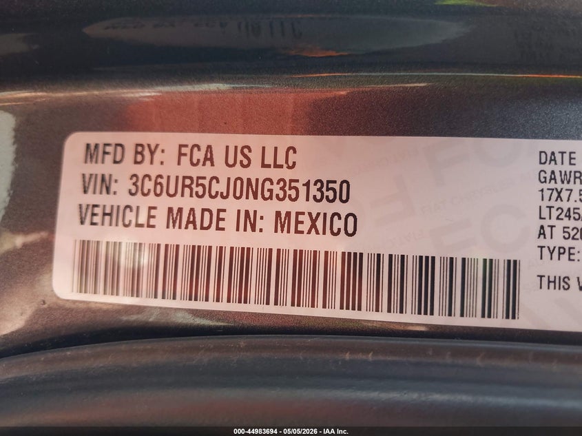 2022 RAM 2500 TRUCK 6.4L V-8 VVT, 410HP