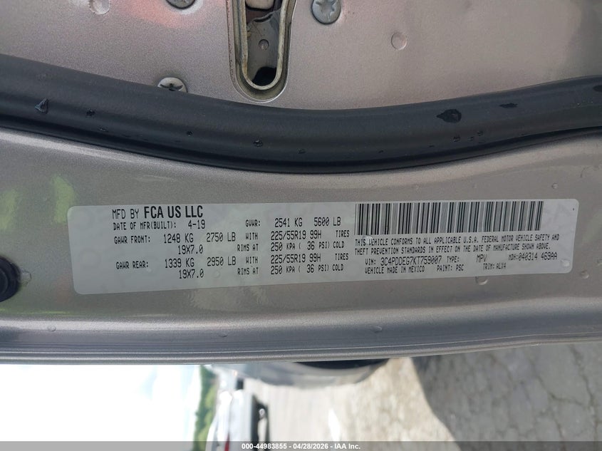 2019 DODGE JOURNEY SPORT UTILITY VEHICLE 3.6L V-6 DOHC, VVT, 283HP