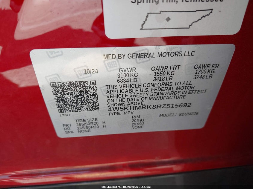 2024 Acura Zdx A-Spec VIN: 4W5KHMRK8RZ515692 Lot: 44984175