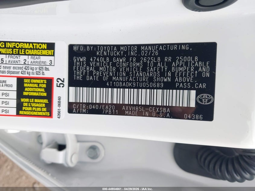 VIN 4T1DBADK9TU050689 2026 TOYOTA CAMRY SE