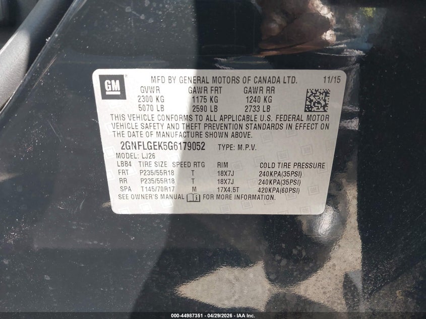 2016 CHEVROLET EQUINOX LTZ · Фото 9