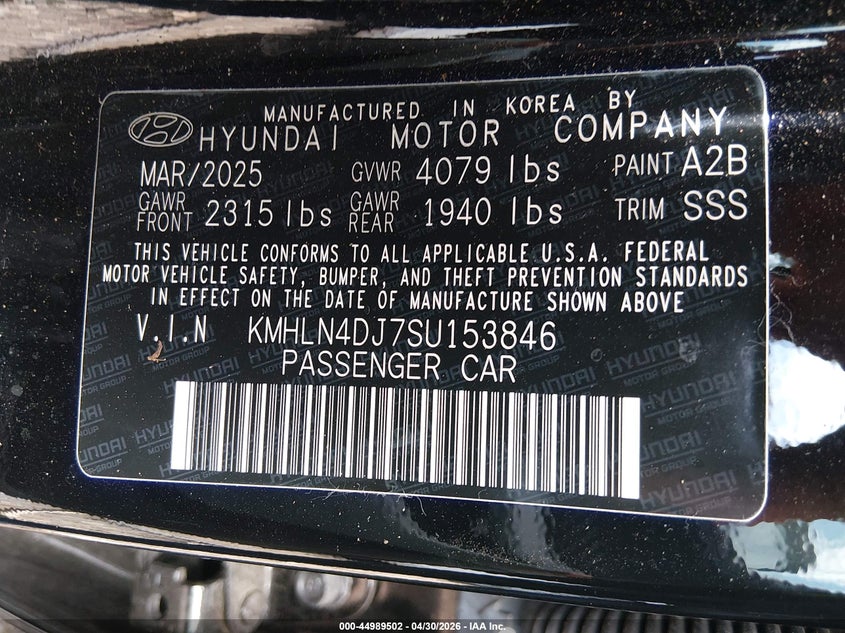 HYUNDAI ELANTRA HYBRID 2025 VIN KMHLN4DJ7SU153846
