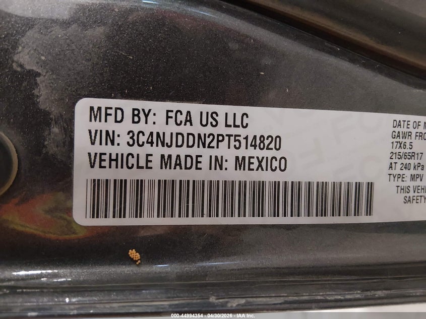 2023 JEEP COMPASS SPORT UTILITY VEHICLE 2.0L I-4 DI, DOHC, VVT, TURBO, 200HP