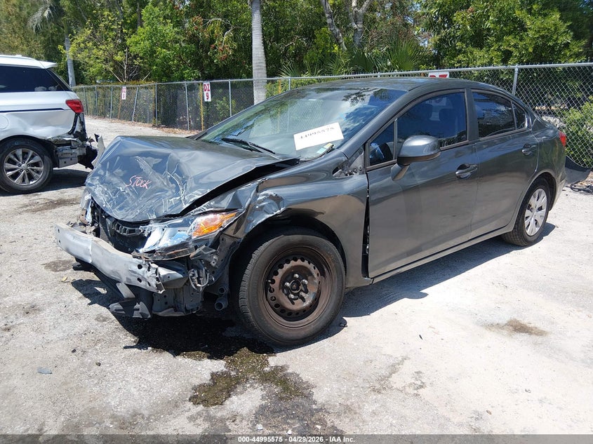 2012 Honda Civic 1.8 Lx grey Lot 111044995575 Vin 19XFB2F59CE040124