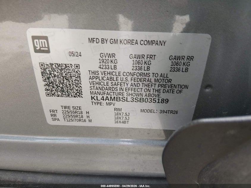 2025 Buick Encore Gx Preferred Fwd VIN: KL4AMBSL3SB035189 Lot: 44995590