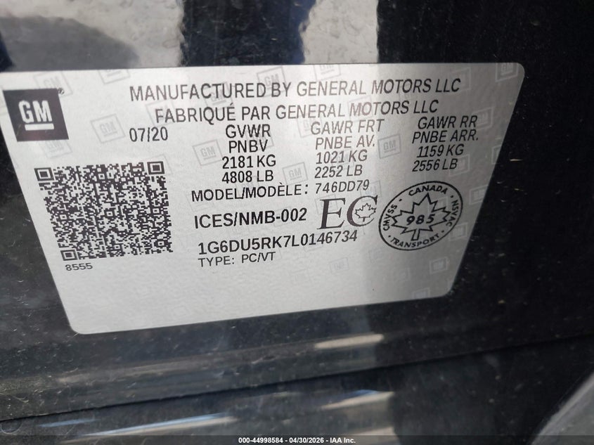 2020 Cadillac Ct5 Sport VIN: 1G6DU5RK7L0146734 Lot: 44998584