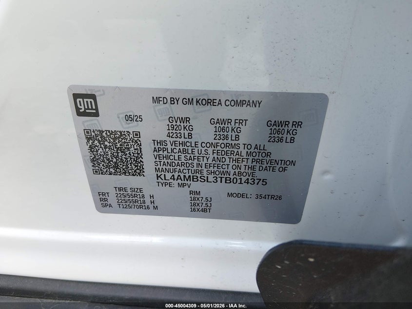 2026 Buick Encore Gx Preferred Fwd VIN: KL4AMBSL3TB014375 Lot: 45004309
