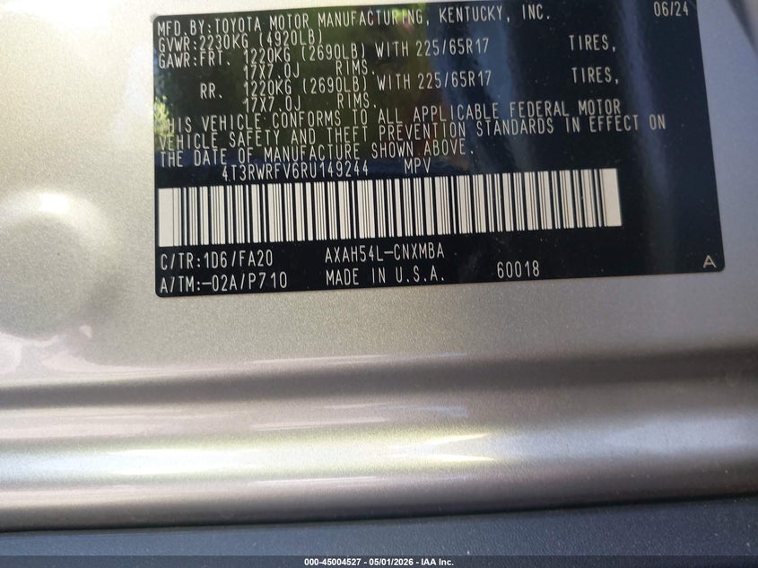 VIN 4T3RWRFV6RU149244 2024 TOYOTA RAV4 HYBRID XLE