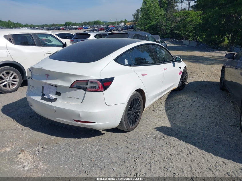 Vin: 5yj3e1eb0nf105127, lot: 45507550, tesla model 3 long range dual motor all-wheel drive 20224
