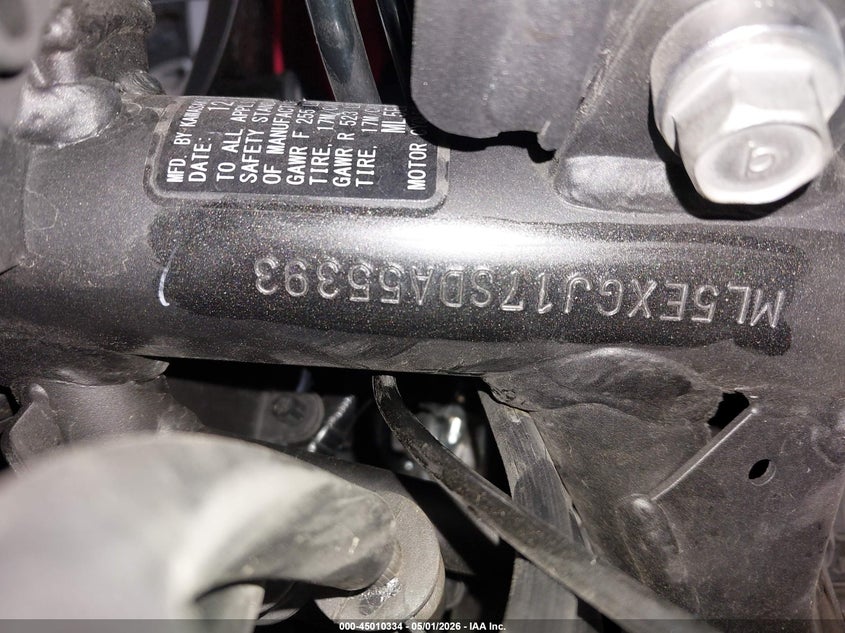 2025 Kawasaki Ex500 A/B VIN: ML5EXGJ17SDA55393 Lot: 45010334