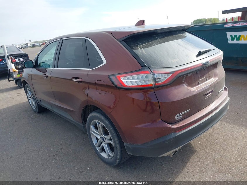 Vin: 2fmtk3k90fbc15143, lot: 45513558, ford edge titanium 20153