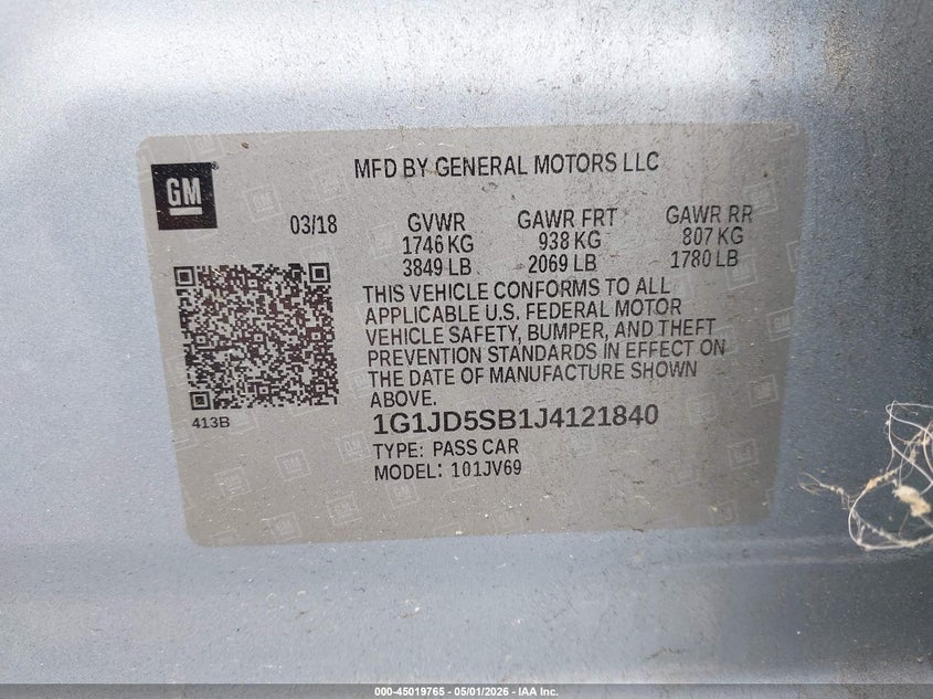 2018 CHEVROLET SONIC SEDAN 1.4L I-4 DOHC, VVT, TURBO, 138HP