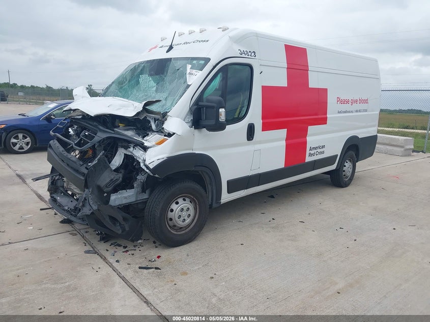 Vin: 3c6mrvjg4pe555767, lot: 45518328, ram promaster 3500 cargo van high roof 159 wb ext 20232