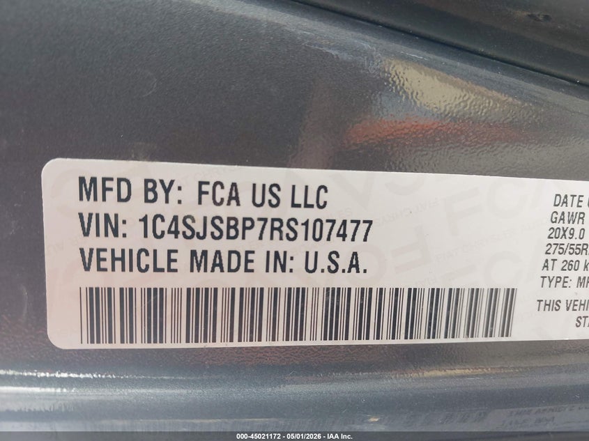 2024 Jeep Wagoneer L Series Ii 4X4 VIN: 1C4SJSBP7RS107477 Lot: 45021172