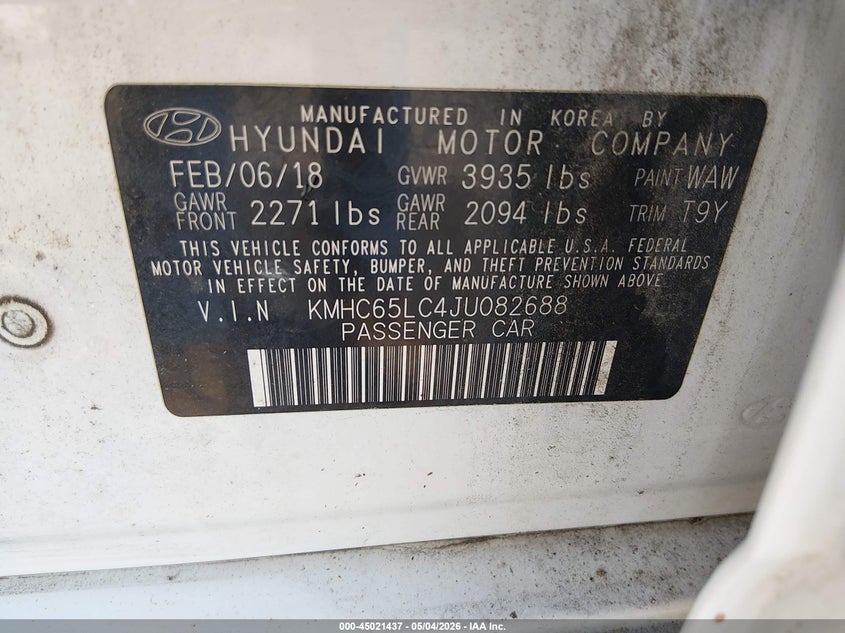 2018 Hyundai Ioniq Hybrid Blue VIN: KMHC65LC4JU082688 Lot: 45021437