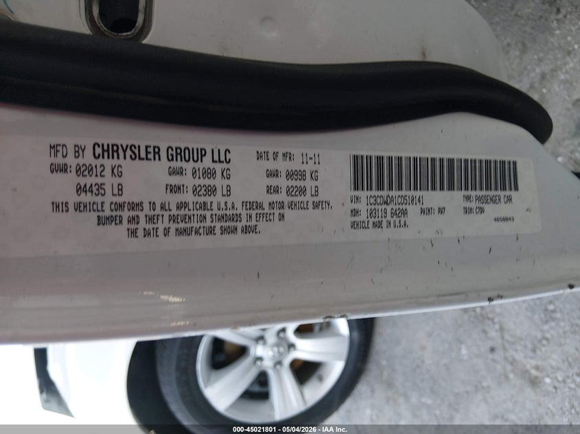 2012 DODGE CALIBER HATCHBACK 2.0L I-4 DOHC, VVT, 158HP