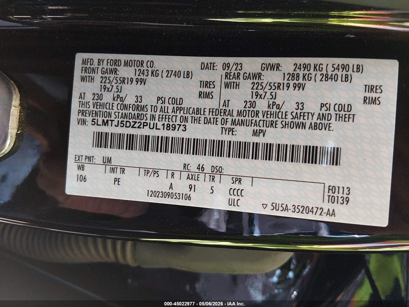 2023 Lincoln Corsair Grand Touring VIN: 5LMTJ5DZ2PUL18973 Lot: 45022977
