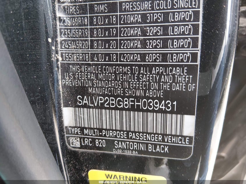 2015 Land Rover Range Rover Evoque Pure VIN: SALVP2BG8FH039431 Lot: 45024141