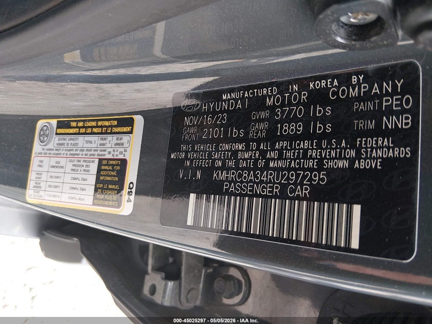 2024 Hyundai Venue Limited VIN: KMHRC8A34RU297295 Lot: 45025297