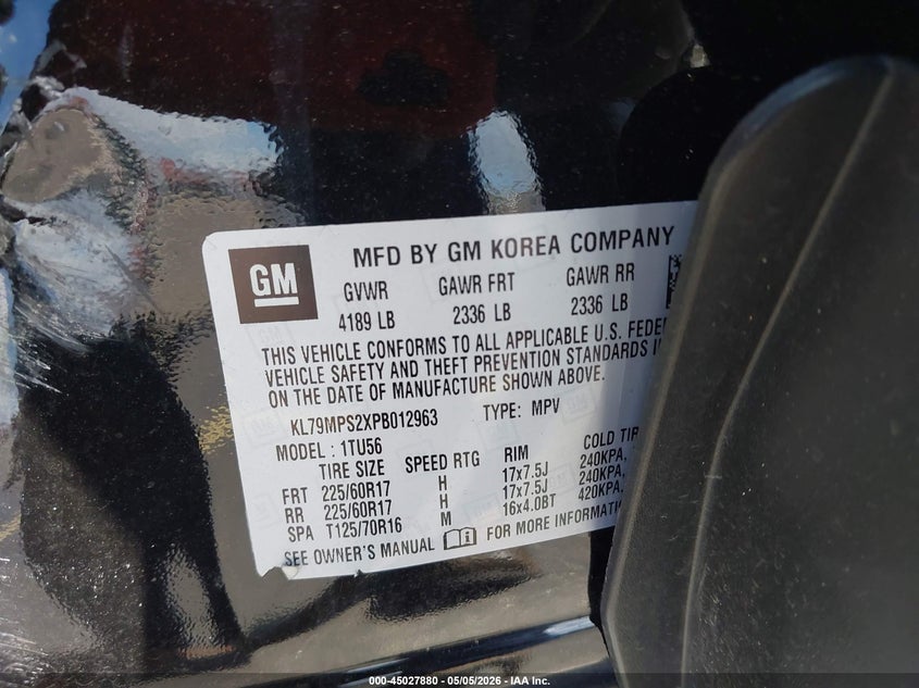VIN KL79MPS2XPB012963 2023 CHEVROLET TRAILBLAZER FWD LT
