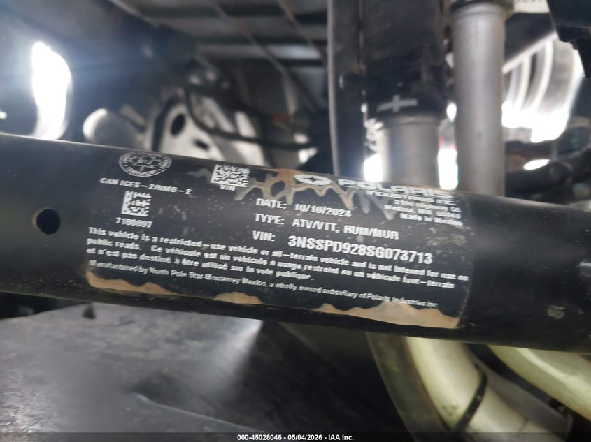 2025 Polaris Rzr Pro S Ultimate VIN: 3NSSPD928SG073713 Lot: 45028046