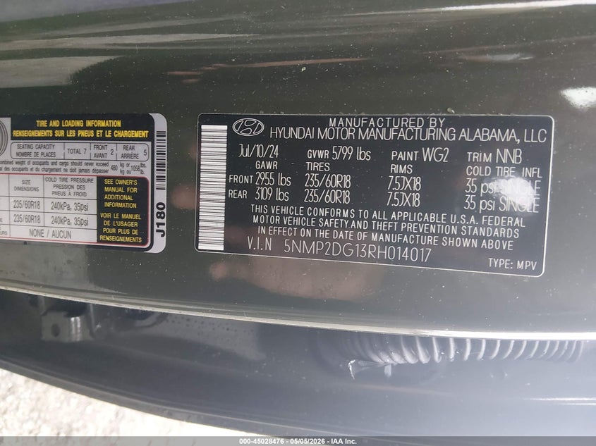 VIN: 5NMP2DG13RH014017 2024 HYUNDAI SANTA FE HYBRID SEL