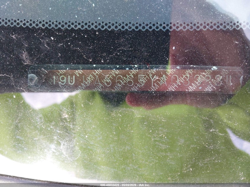 2000 Acura Tl 3.2 VIN: 19UUA5665YA033834 Lot: 45033425
