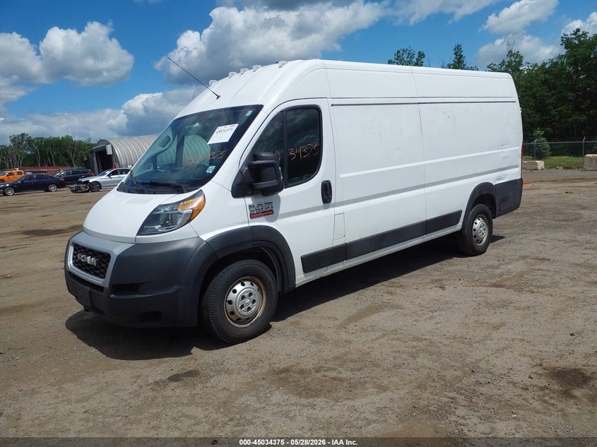 Vin: 3c6urvjg3ke561441, lot: 45531892, ram promaster 3500 cargo van high roof 159 wb ext 20192