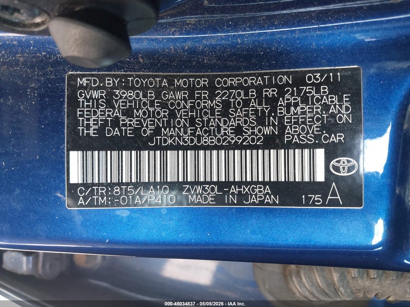 2011 TOYOTA PRIUS HATCHBACK 1.8L I-4 DOHC, VVT, 98HP