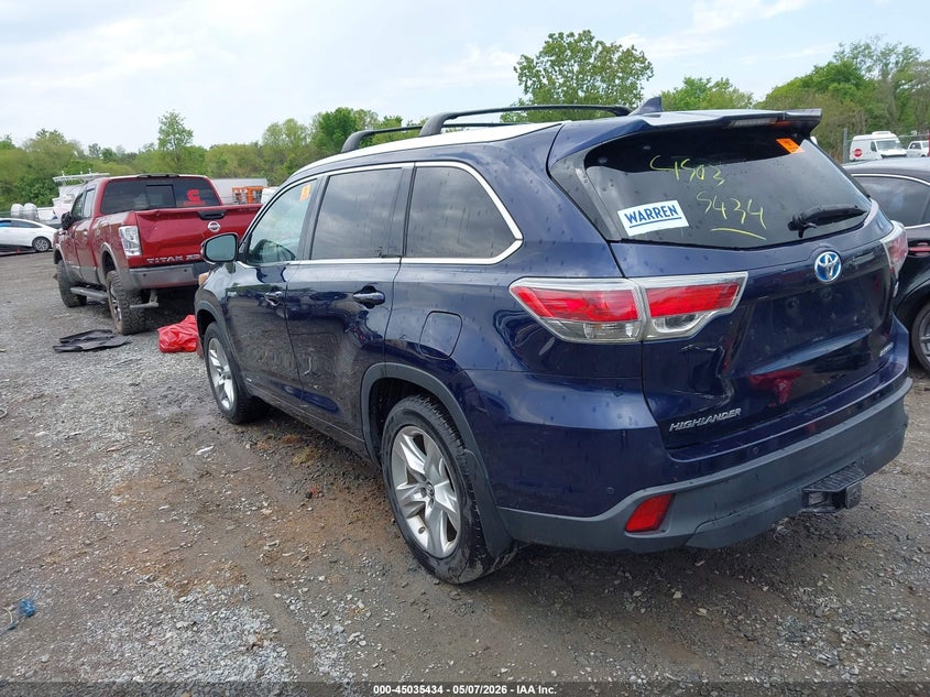Vin: 5tddcrfh3gs020003, lot: 45532951, toyota highlander hybrid limited platinum v6 20163