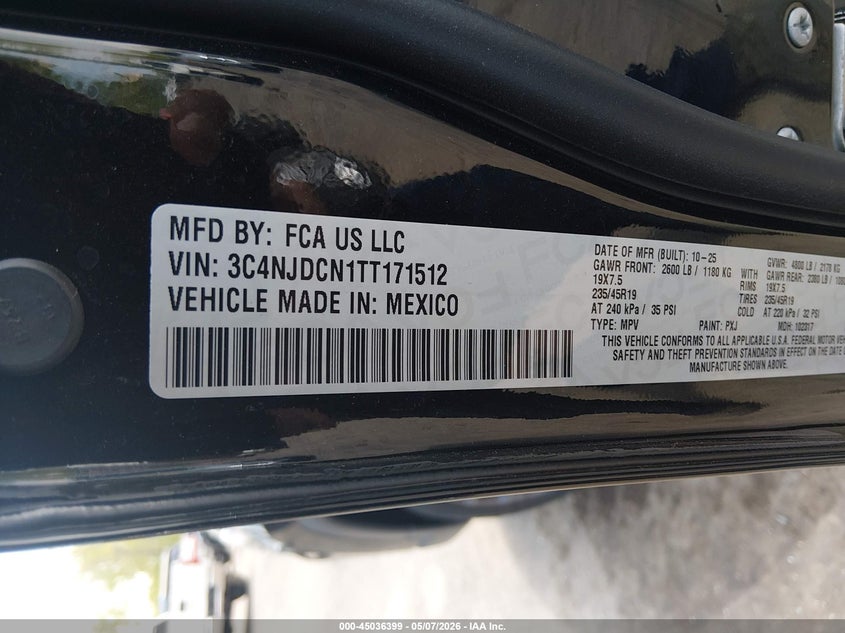 2026 JEEP COMPASS SPORT UTILITY VEHICLE 2.0L I-4 DI, DOHC, VVT, TURBO, 200HP
