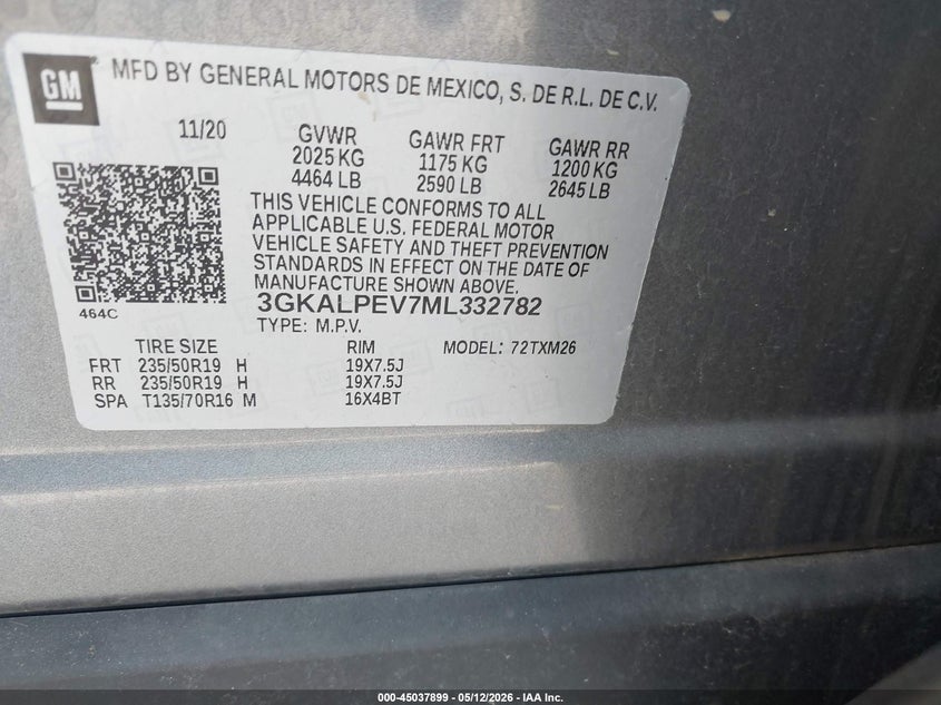 2021 GMC TERRAIN SPORT UTILITY VEHICLE 1.5L I-4 DI, DOHC, VVT, TURBO, 170HP
