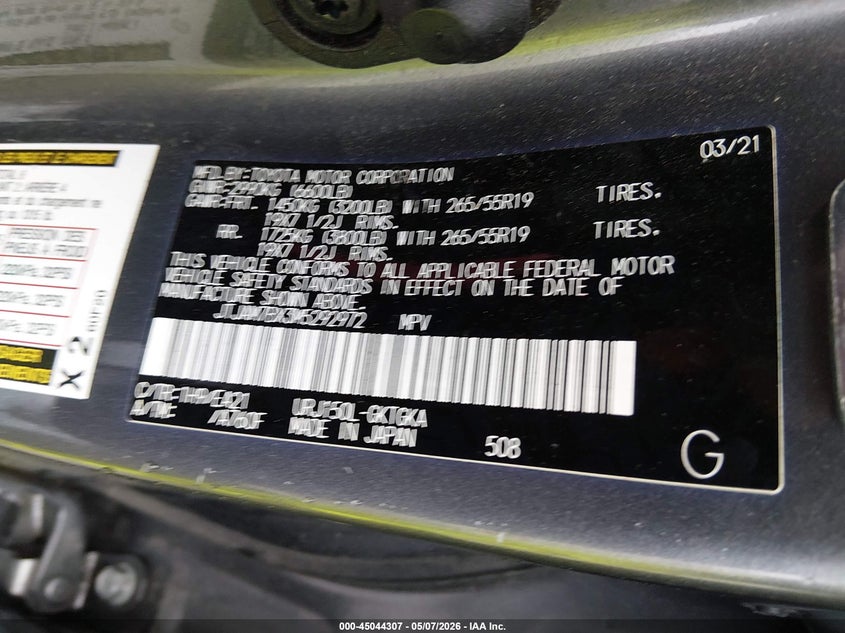 2021 Lexus Gx 460 Premium VIN: JTJAM7BX3M5292972 Lot: 45044307