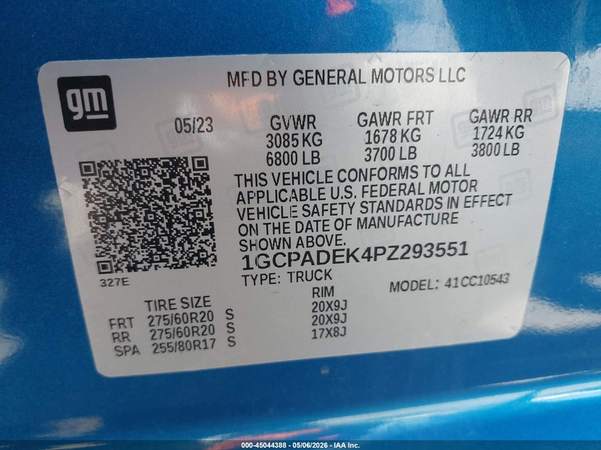 VIN 1GCPADEK4PZ293551 2023 CHEVROLET SILVERADO 1500 2WD  SHORT BED RST