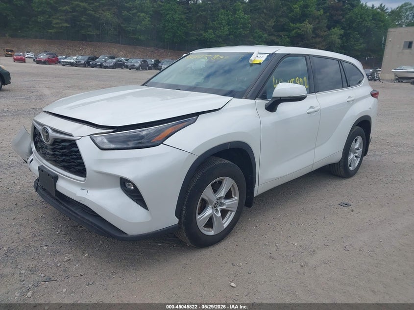 Vin: 5tdbzrbh2ns213140, lot: 45543352, toyota highlander le 20222