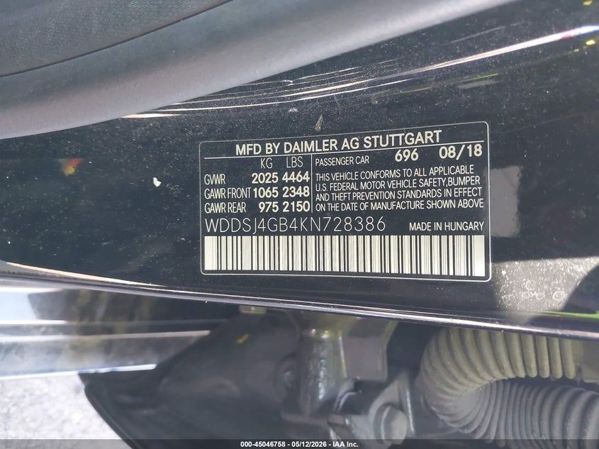 2019 Mercedes-Benz Cla 250 4Matic VIN: WDDSJ4GB4KN728386 Lot: 45046758