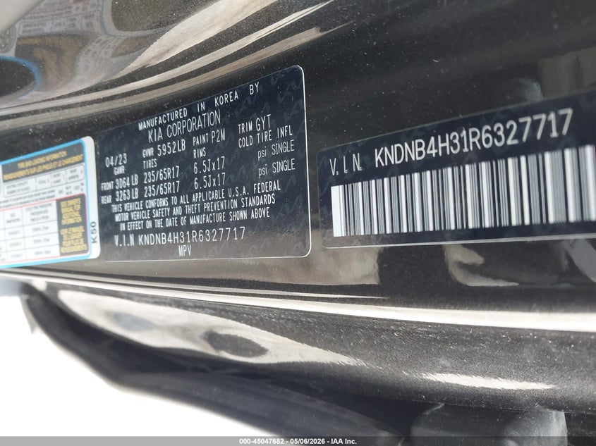 2024 Kia Carnival Mpv Lx Seat Package VIN: KNDNB4H31R6327717 Lot: 45047682
