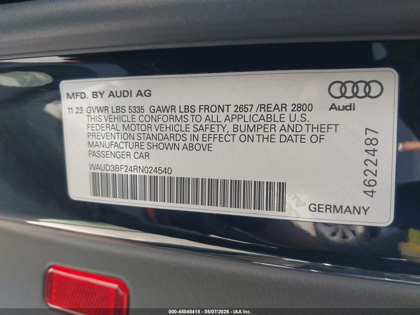 2024 AUDI A6 2.0L I-4 DI, DOHC, V(VIN: WAUD3BF24RN024540