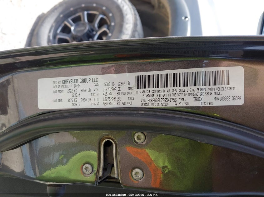 2015 Ram 3500 Tradesman VIN: 3C63R3GL7FG541756 Lot: 45048609