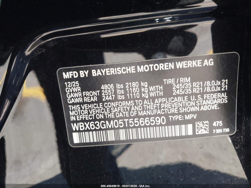 2026 BMW X2 xDrive28I VIN: WBX63GM05T5566590 Lot: 45049619