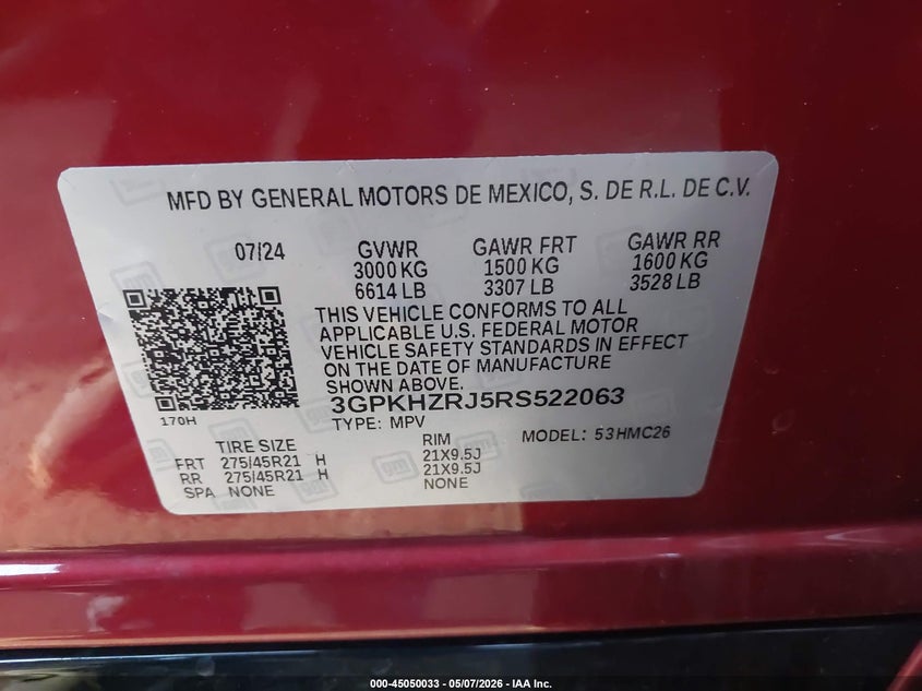 2024 Honda Prologue Elite VIN: 3GPKHZRJ5RS522063 Lot: 45050033