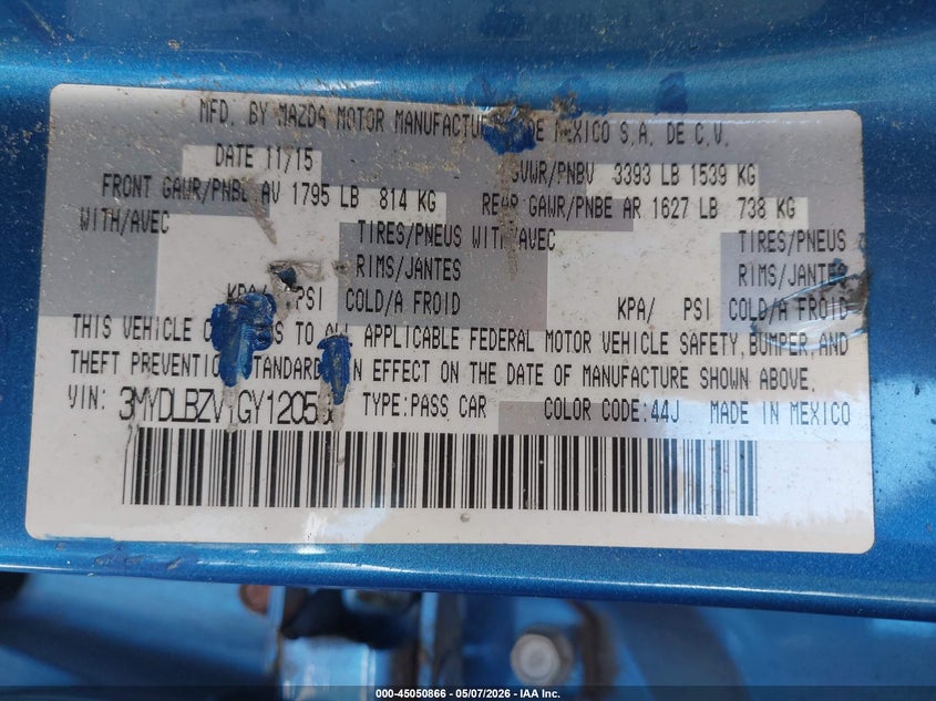 2016 Scion Ia VIN: 3MYDLBZV1GY120538 Lot: 45050866
